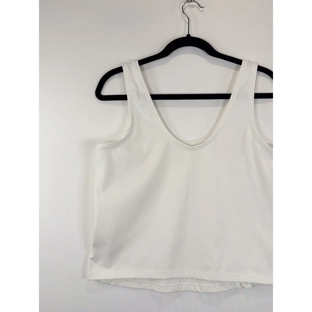 Spanx Womens Top White Scoop Neck Cropped Tank Seamless Stretch Gym Yoga Large - Image 5