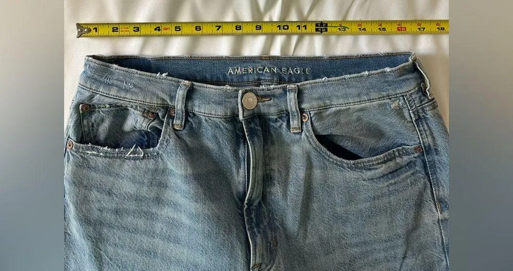 American Eagle Distressed High Rise 90's Boyfriend Women's size 12x-longJeans - Image 5