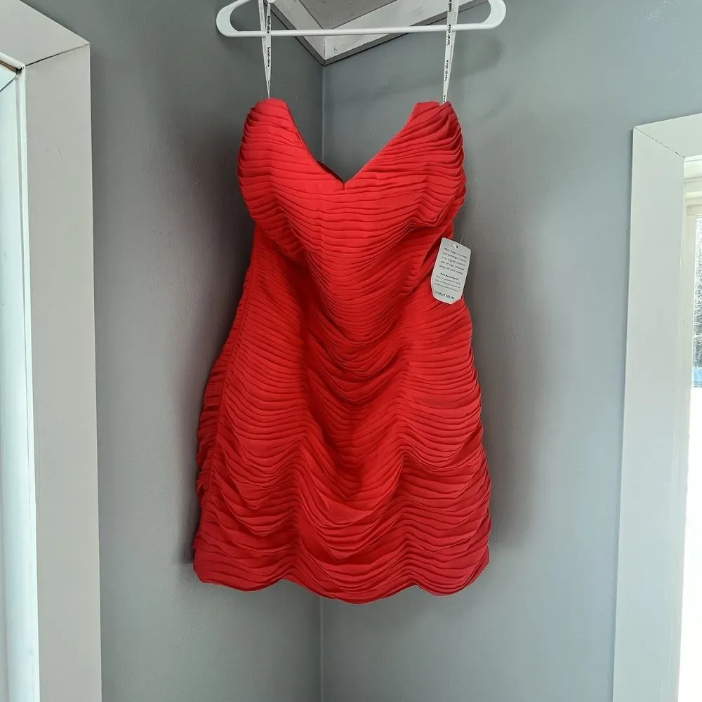 NWT Lavish Alice Pleated Chiffon Minidress Coral SIZE 12 - Image 6