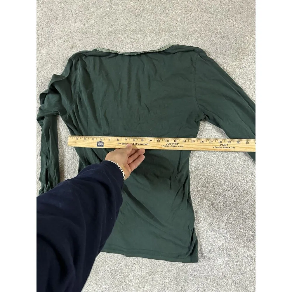 Kuhl  Womens Green Long Sleeve V-Neck Ruffled Front Tee Shirt Size Small - Image 7
