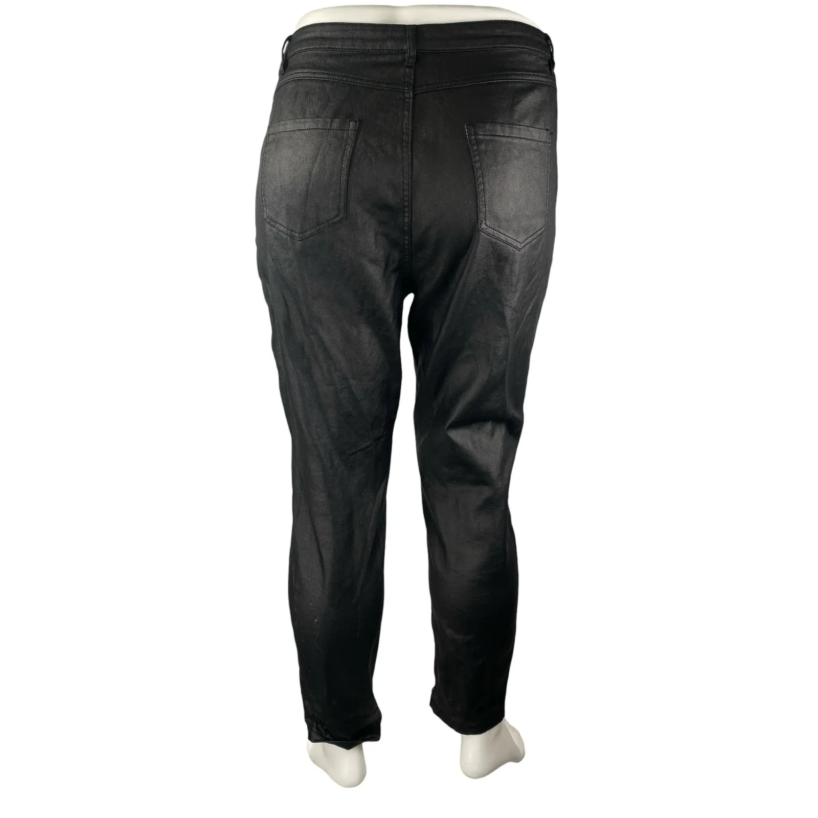 Missguided Women's Black Faux Vegan Leather High Rise Straight Trouser Pants 14 - Image 2