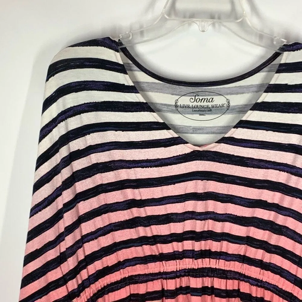 Soma Women's Batwing Striped Ombre Lounge Nightgown Multicolor Size Small - Image 2