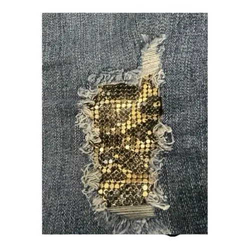 Poetic Justice Shaw Boyfriend Women Jeans 30/32 Blue Gold Sparkling Sequins Size undefined - Image 4
