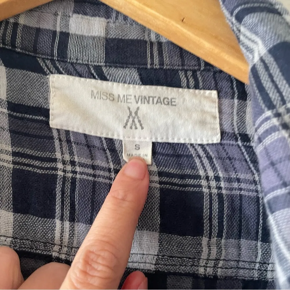 Miss Me Vintage Plaid Southwestern Embroidered Button Down Top Western Rodeo - Image 2