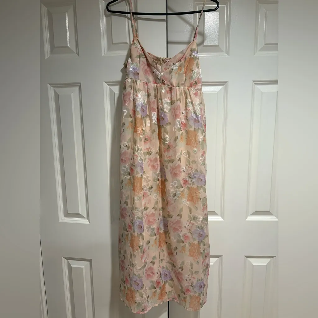 🌸 NWOT Romantic Floral Midi Dress Boutique Girly Pastel Bridal Wedding 🌸 - Image 2