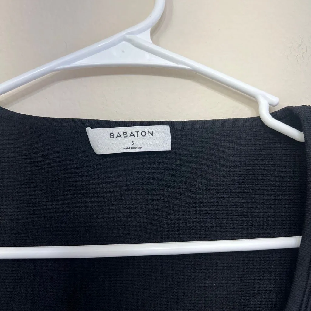 Aritzia Babaton Black Ribbed Sculptknit Square Neck Top Small - Image 2