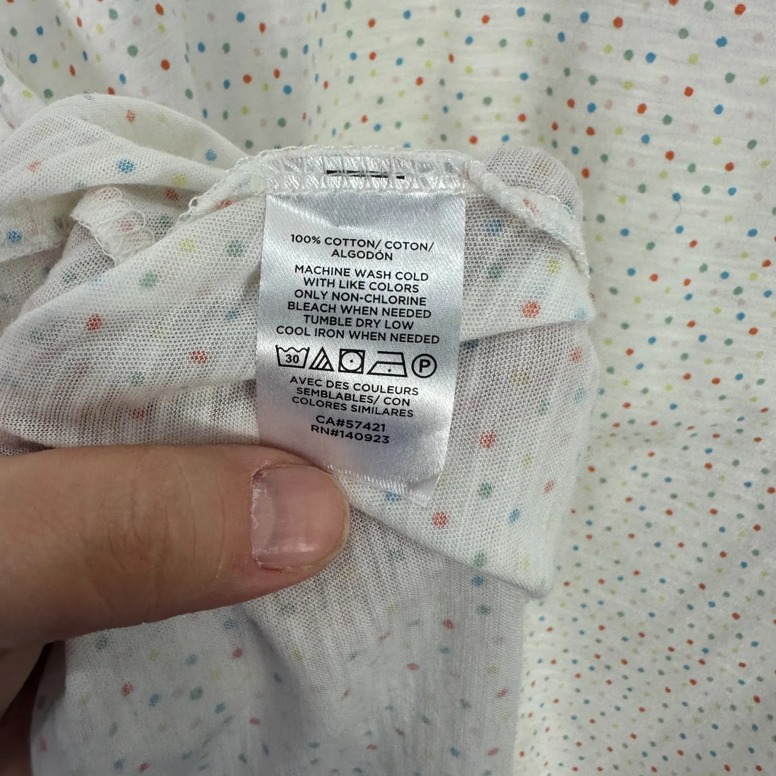 LOFT Vintage Soft Tee Women's M White Rainbow Polka Dot V Neck Soft Girl‎ Preppy - Image 7