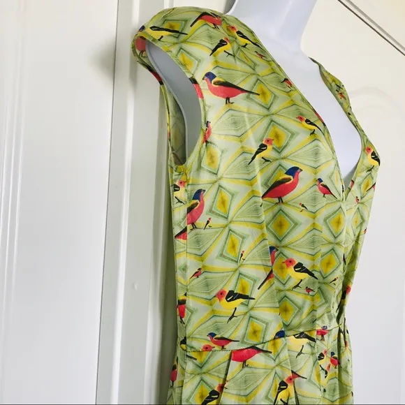 Crop david peck M Silk romper Artsy chartreuse bird print Green Size M - Image 7