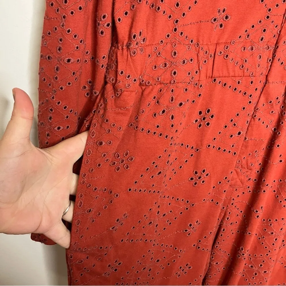 Free People rust colored eyelet jumpsuit zip up size 4‎ - Image 7