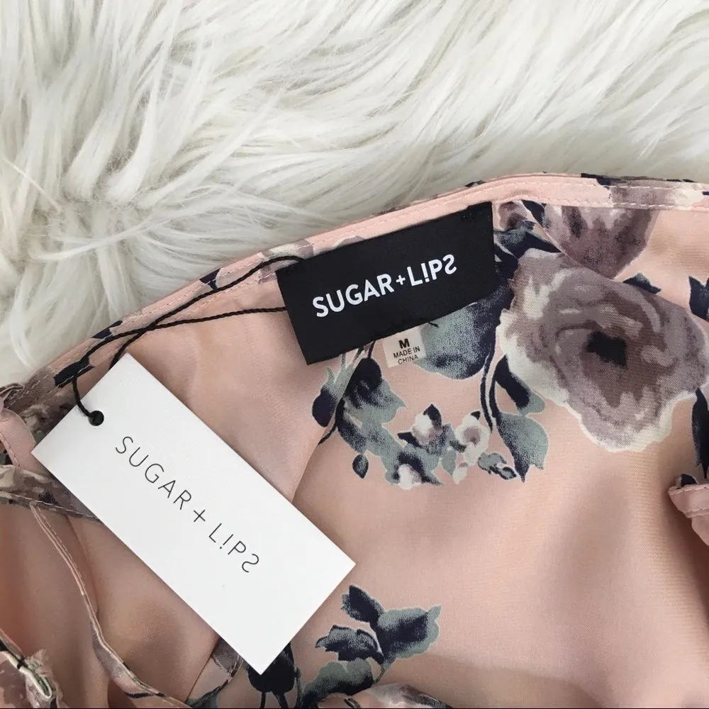 Sugar + Lips Satin Blush Floral Slip Maxi Dress - Image 5