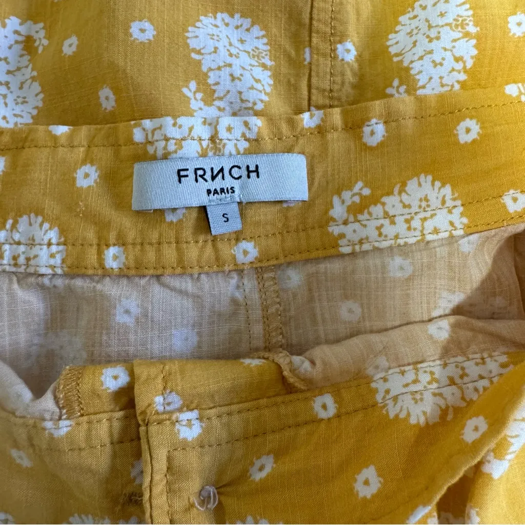 FRNCH Women Bohemian Yellow Floral‎ Button-down Front Pockets Midi Skirt Sz S - Image 8