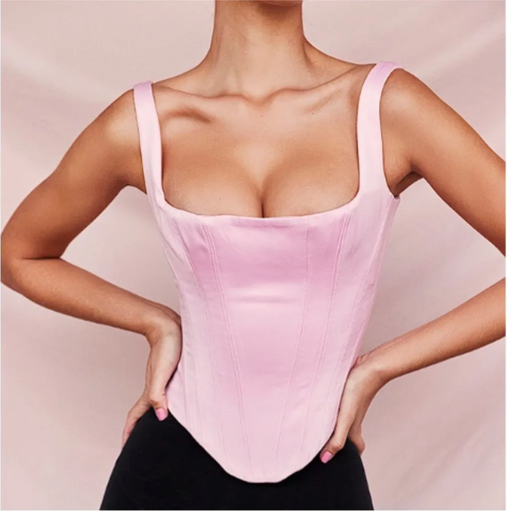 House of CB ‘Rafa’ Fairy Pink Satin Longline Corset NWOT‎ XL - Image 7