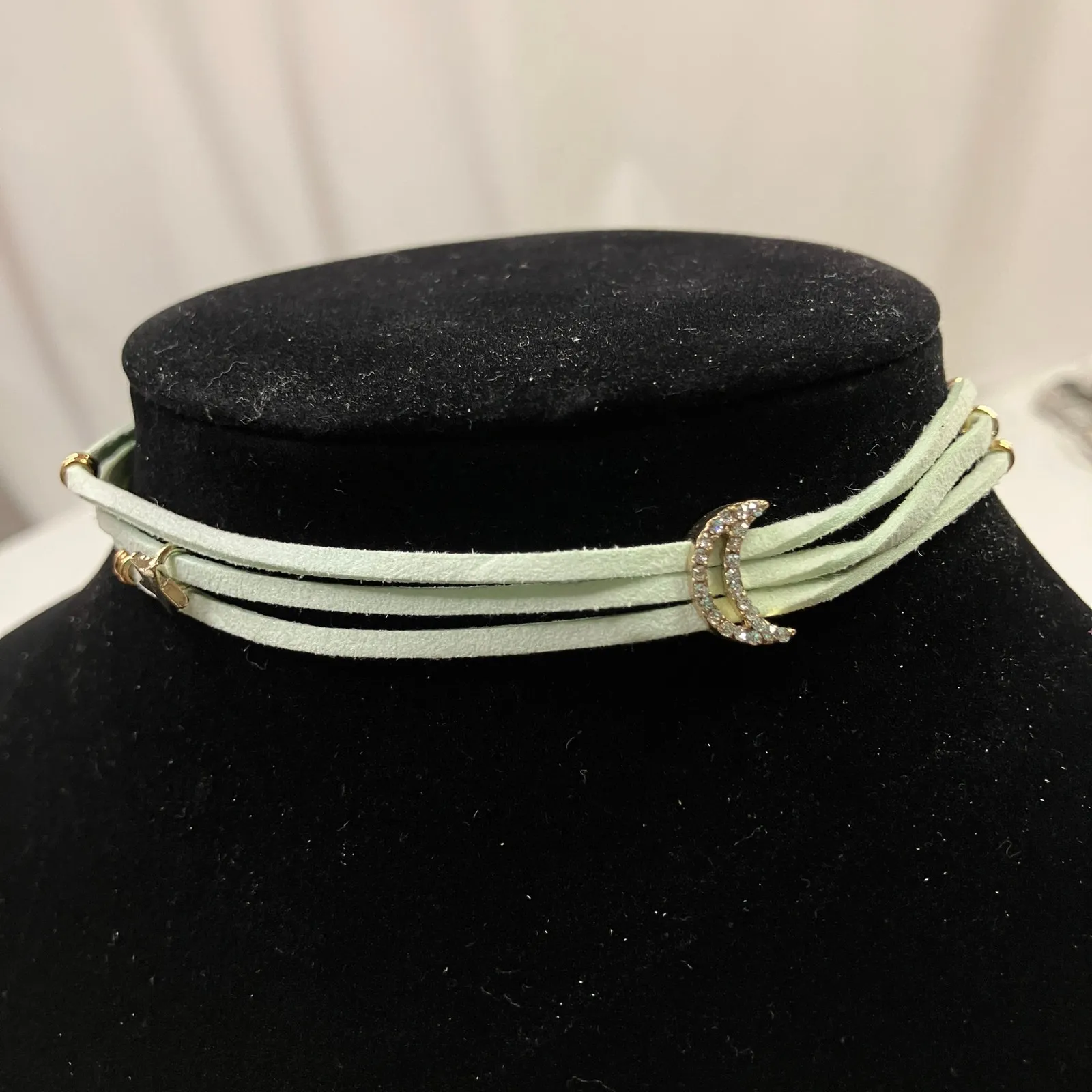 Ettika | Mint Green Gold Moon and Stars Leather Cord Choker Necklace NWT - Image 5