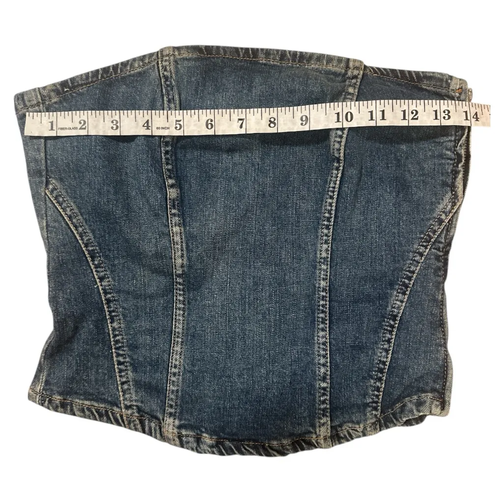 ZARA Denim Corset Bustier Tube Top M NWT 99% Cotton Blue Y2K - Image 4