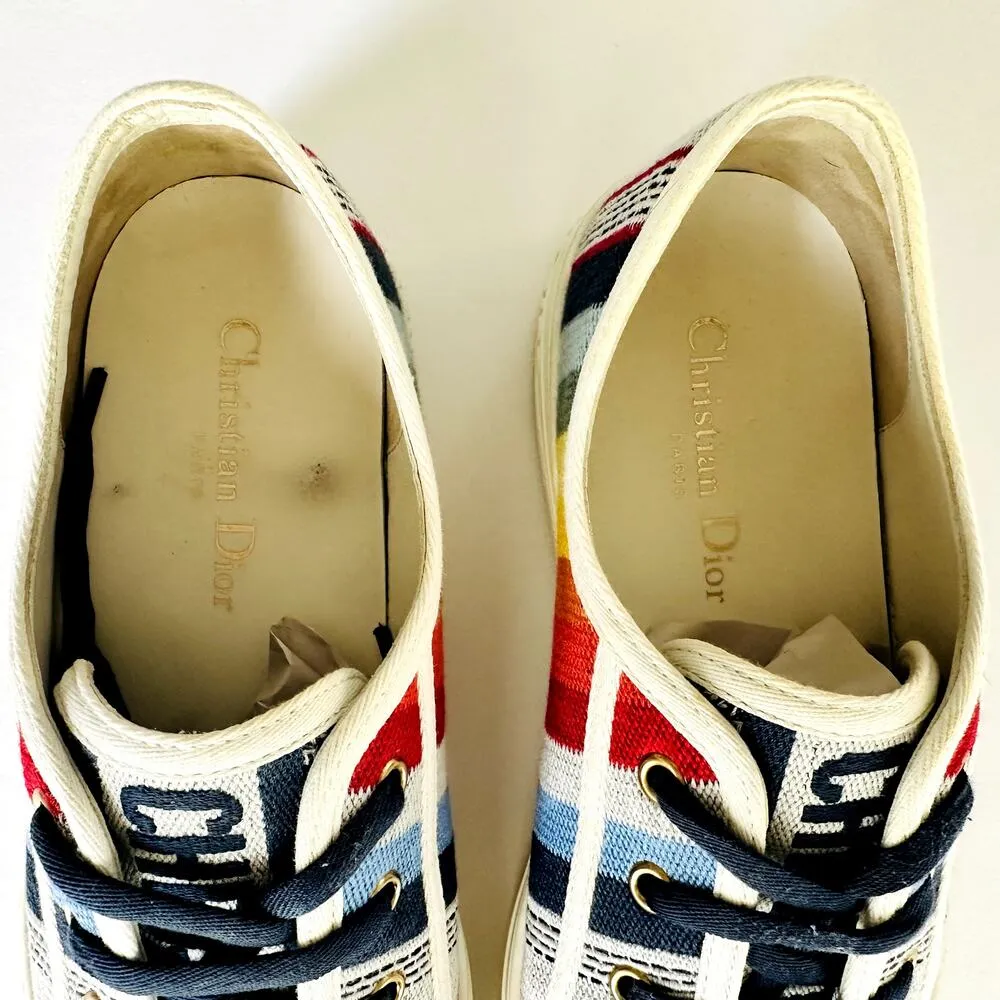 Christian Dior Canvas Rainbow Walk'N'Dior Low Top Sneakers 40 Multicolor Ladies - Image 5