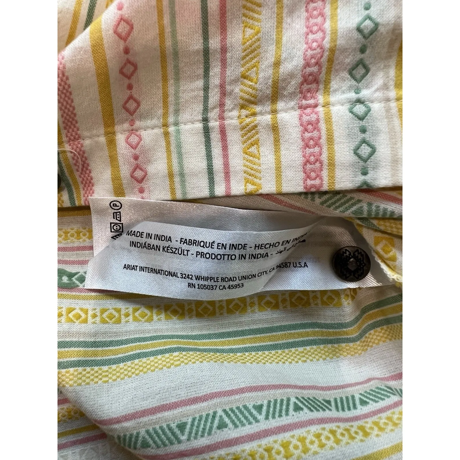 Ariat Jasmine Sleeveless Shirt Yellow Yarn Dye Jacquard‎ Stripe Western Rodeo - Image 9