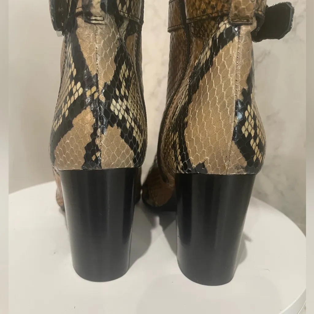 New!‎ Aquatalia Fawn Leather Caramel Snakeskin  Lace Up Boots Booties Sz 7 $650 - Image 5