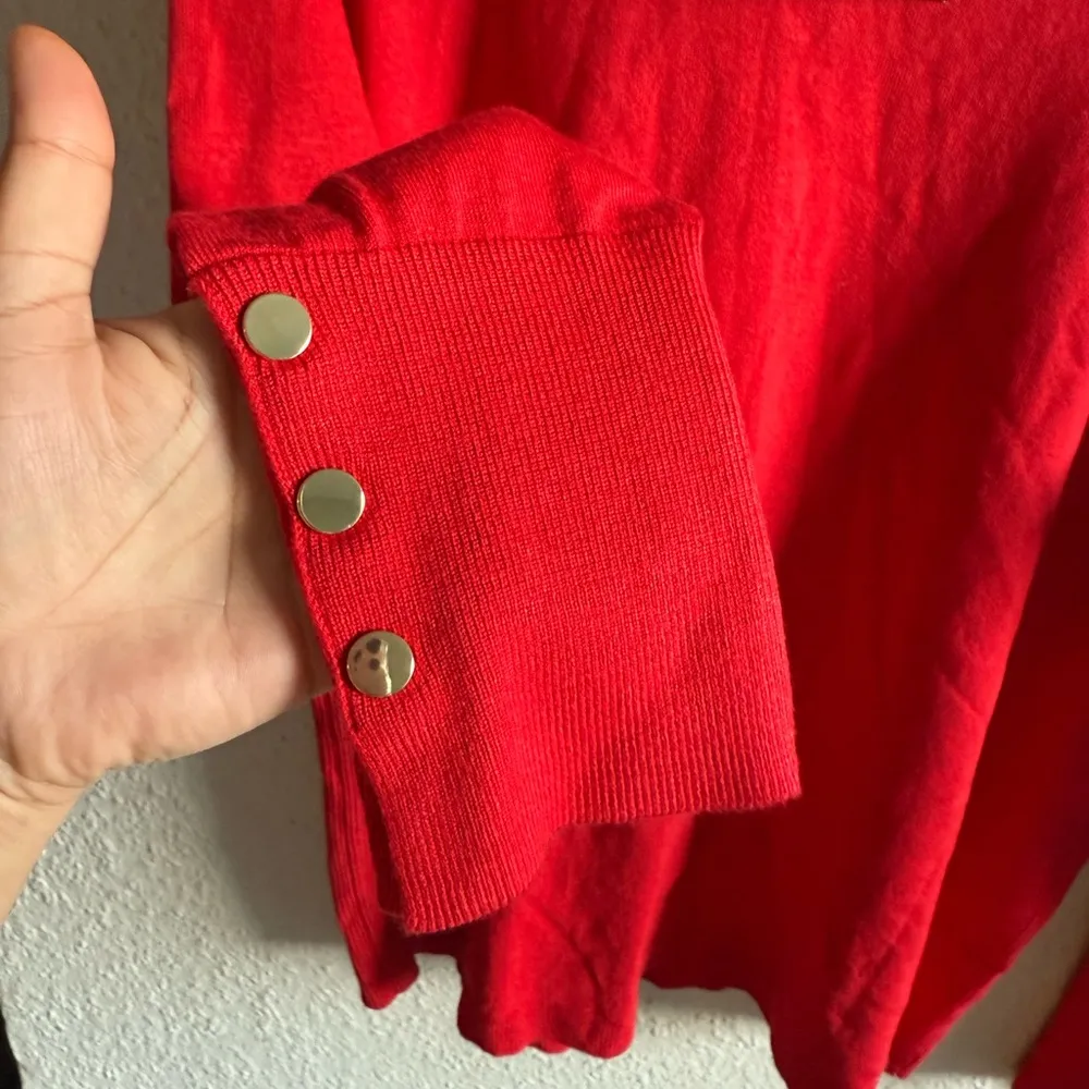 JM Collection Vibrant Red Crew Neck Sweater Size XL - Image 5