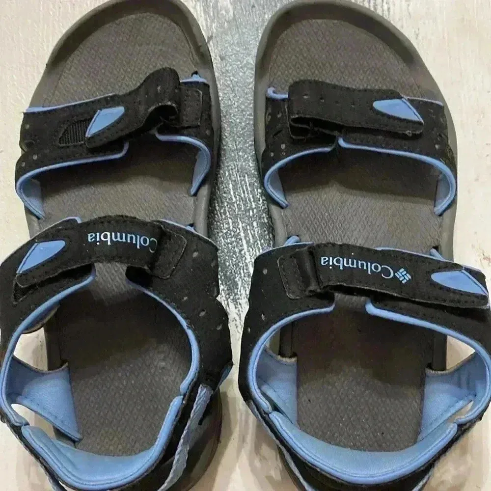 COLUMBIA WO SIZE 7  SANDALS DOUBLE HOOK LOOP ADJUSTABLE STRAPS BLUE BLACK - Image 3