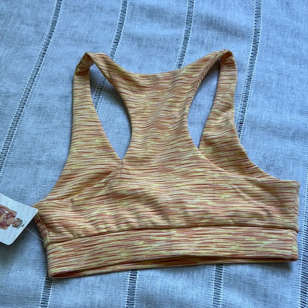 Shosho Orange Yellow Sports Bra with Racerback Design - Image 3