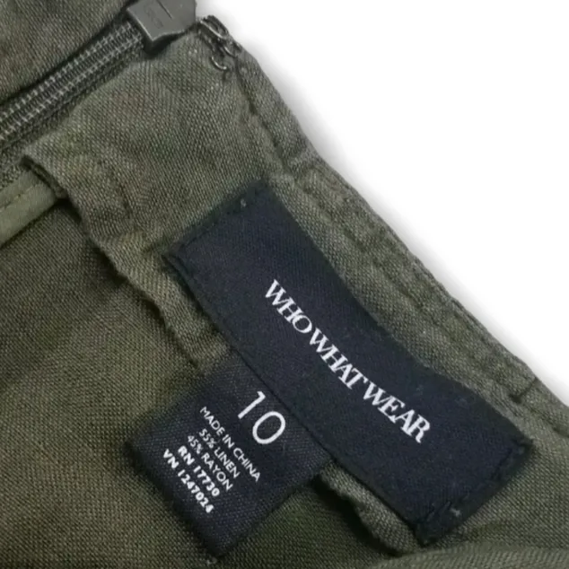 Who What Wear Skirt Size 10 W30"in Waist Women's A-Line Skirt Green Linen Blend - Image 5