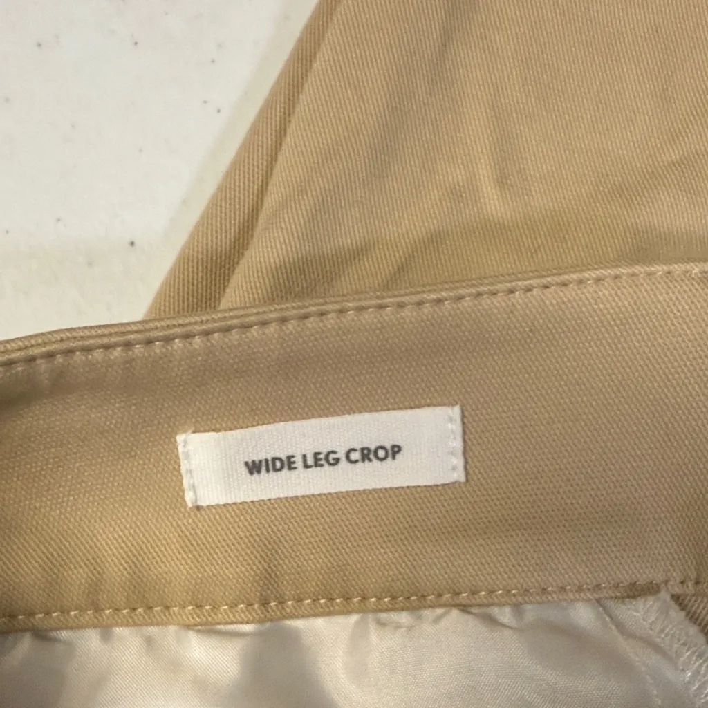 LOFT Wide Leg Crop Beige Pants Women's 8 - Image 5