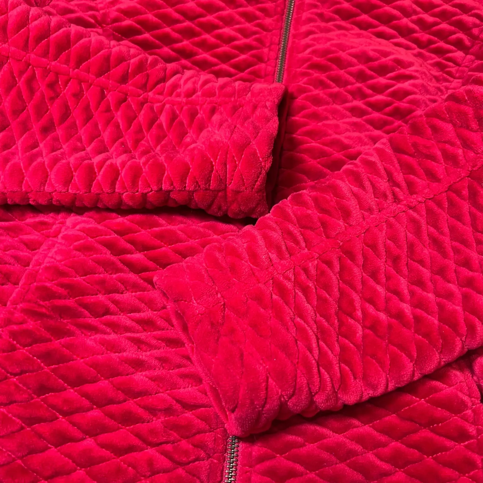 Madison Hill Quilted Zip Front Jacket Womens Medium Red Chic Leopard Print Lined Size undefined - Image 11