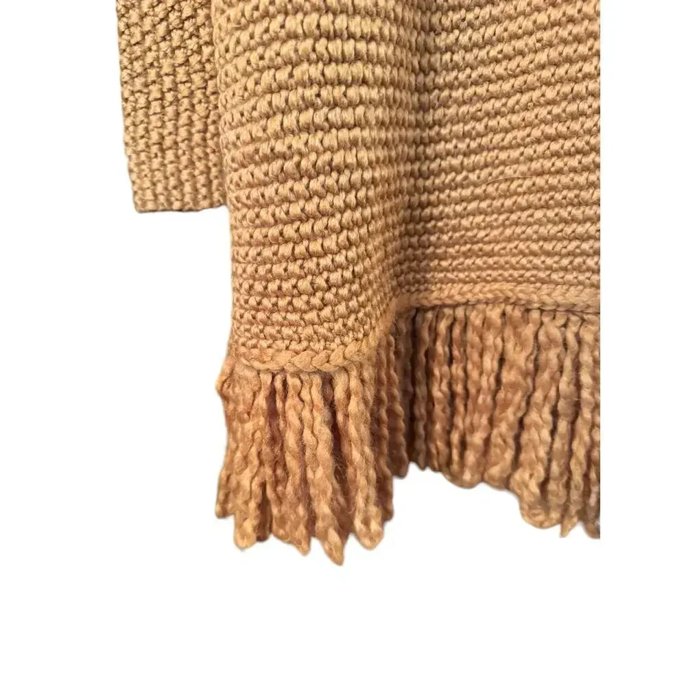 J.jill oversized chunky knit open front cardigan with fringe Wool blend L Orange Size L - Image 4