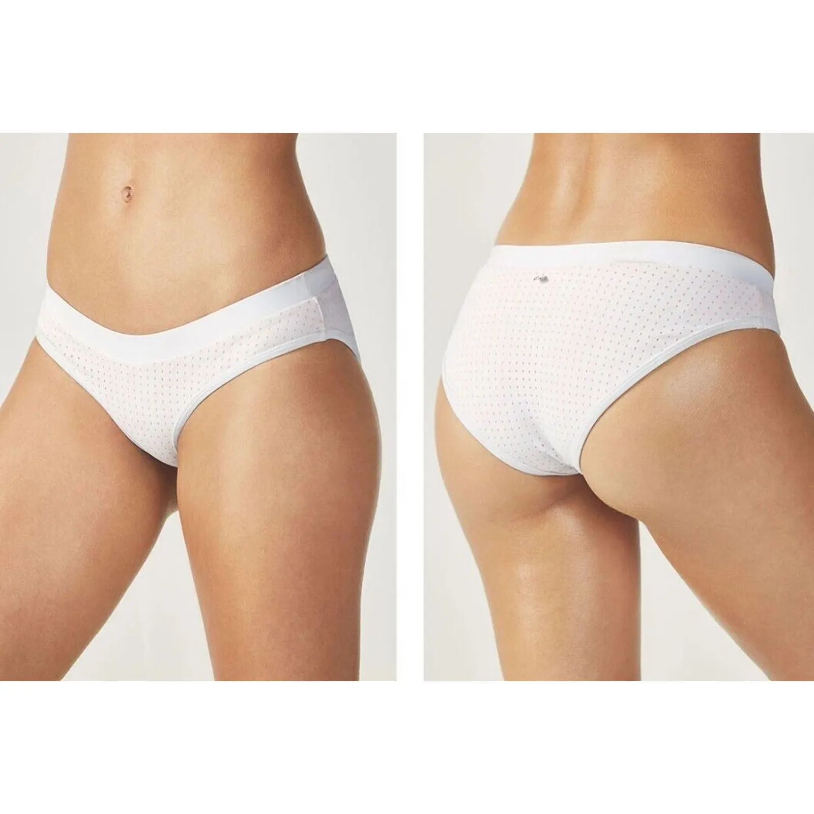 Fabletics Valentina Bikini Bottom Perforated White Peach Rose Gold Dot‎ XS - Image 2