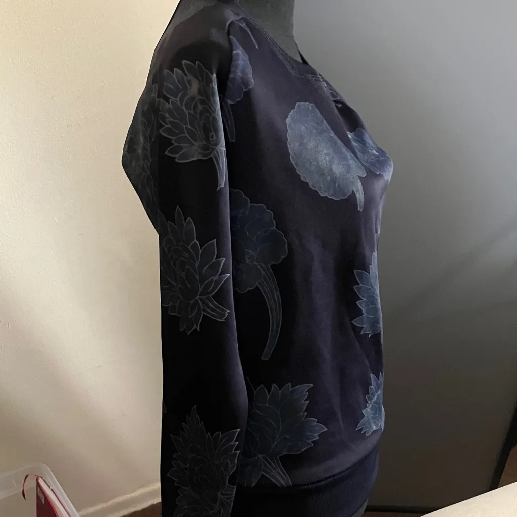 Mauro Grifoni Dark Blue Floral Crewneck Sweater Size XS - Image 2