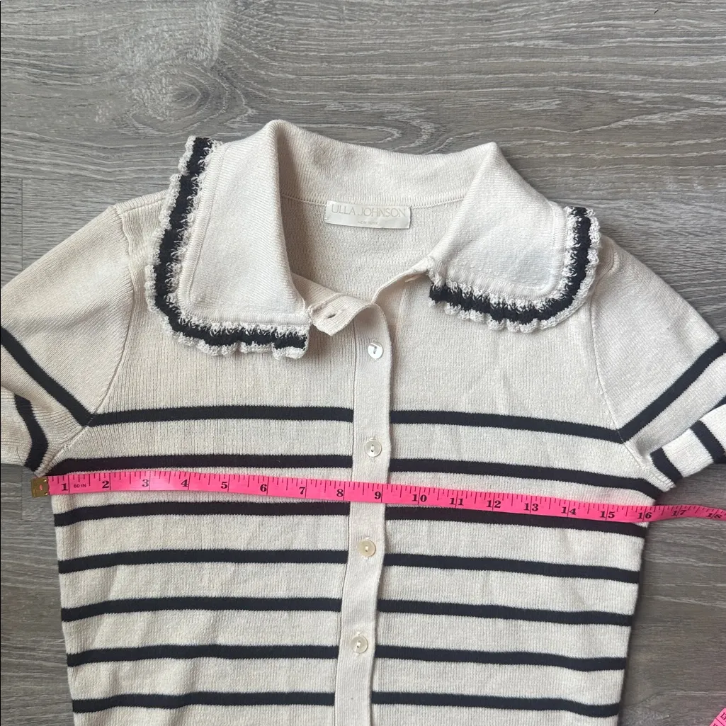 Ulla Johnson Faustine Stripe Wool Cropped Knit Cardigan - Image 8