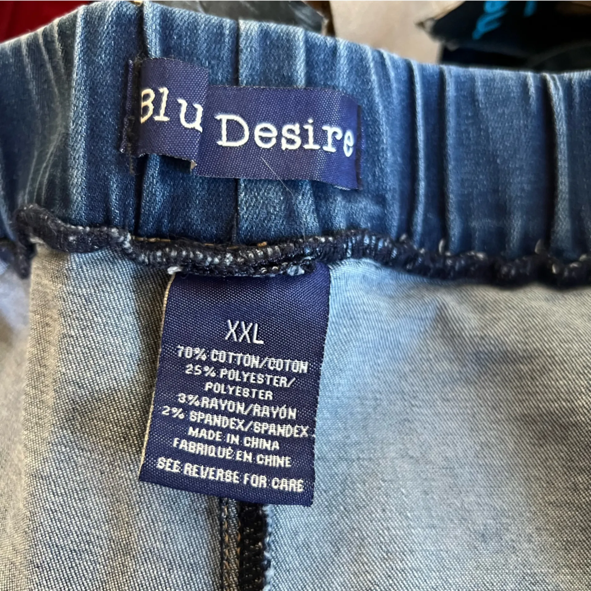 Capri women jeggings with embroidery at cuffs size 2x Blue - Image 4