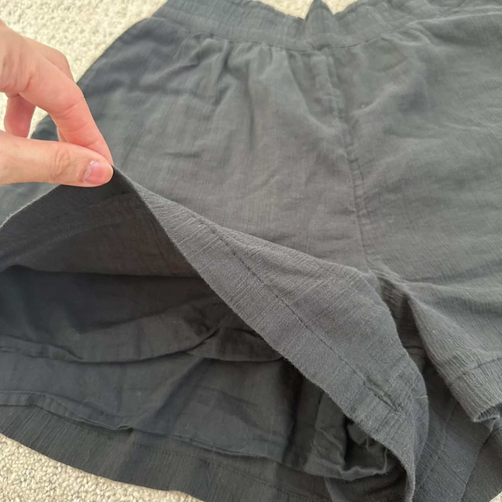 Abound Cotton Gauze Pull-On Shorts Washed Black Grey XS - Image 5