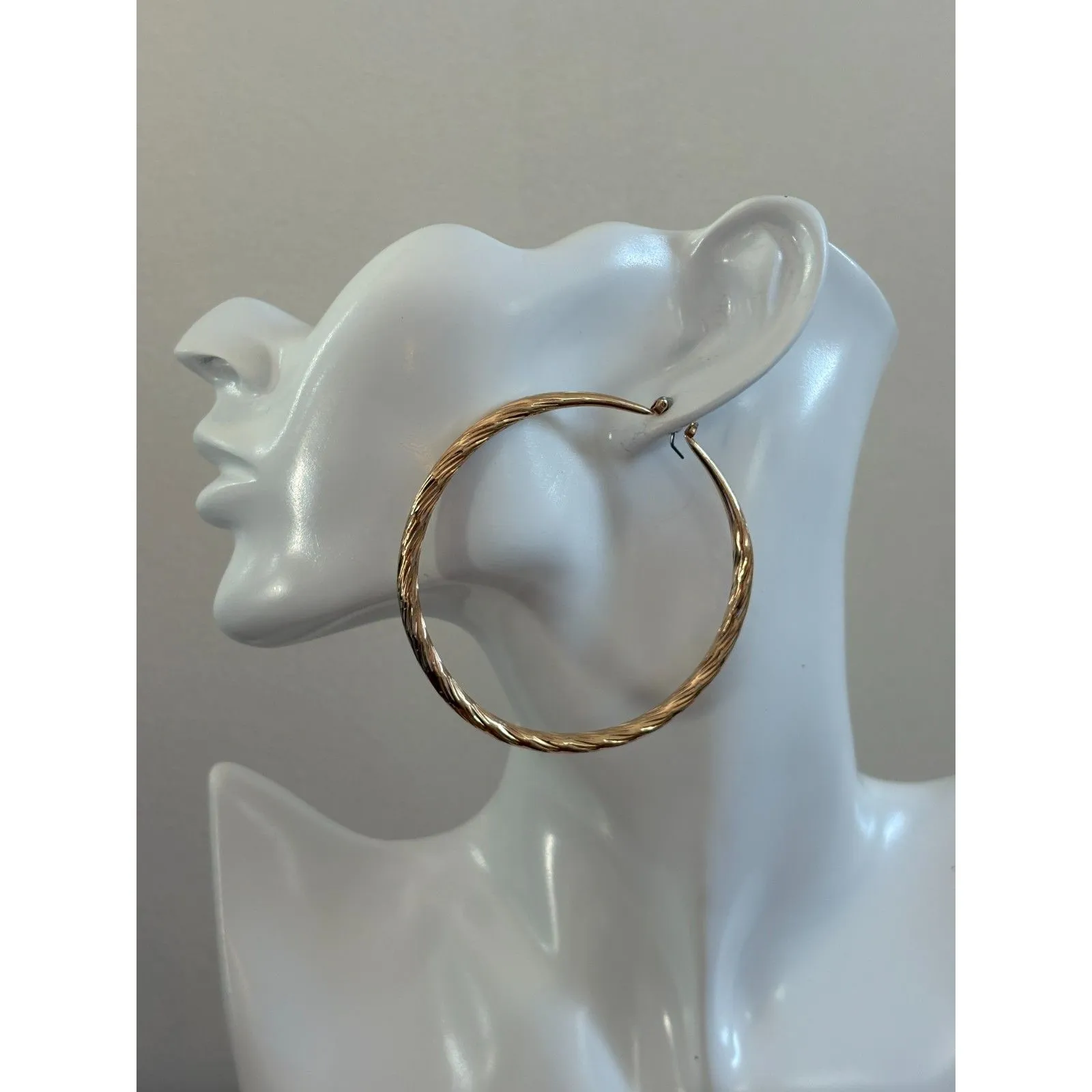 Mixit Twisted Gold Tone Rope Hoop Earrings NWT 2.5" - Image 2