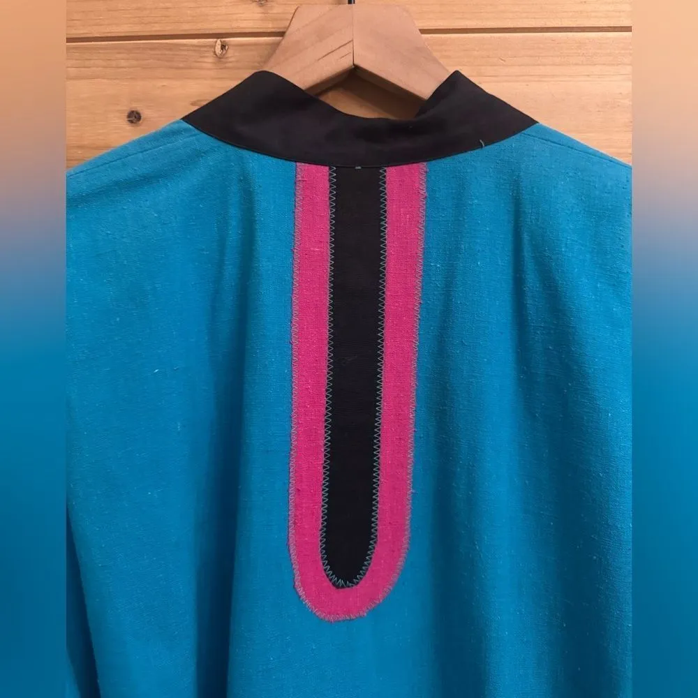 Vintage 70’s Youth Guild Size Large Unisex Colorful Colorblock Full Length Robe Blue - Image 11