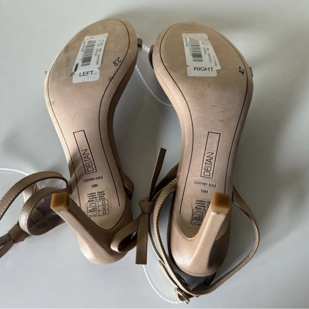 Deltan Miranda Ankle Bow Detail Dress Sandals Heels NWOT SZ 10 Tan - Image 3