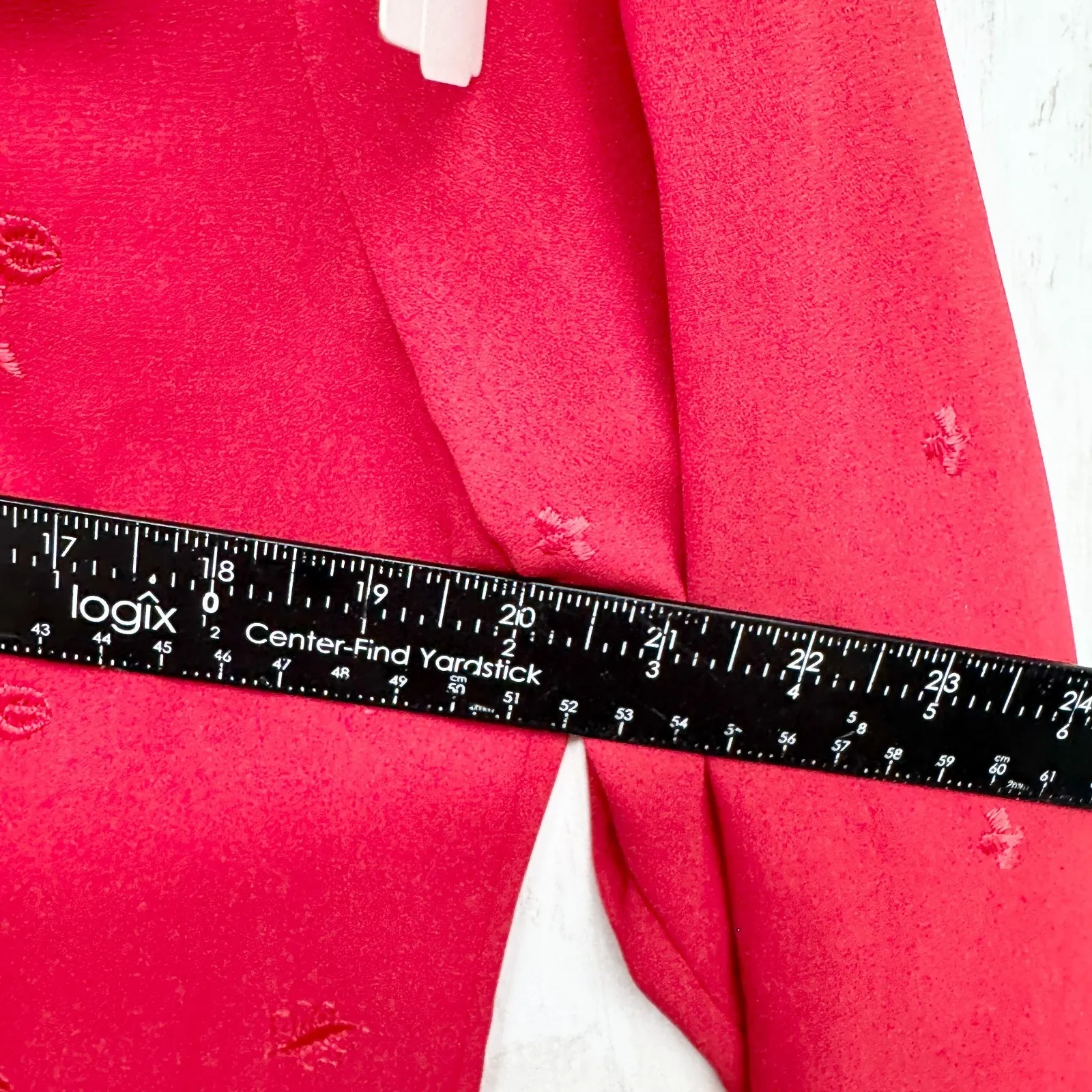 Vtg La Bonne Blouse Women 41" Chest Red Collared Embroider Long Sleeve Button Up Size XL - Image 3