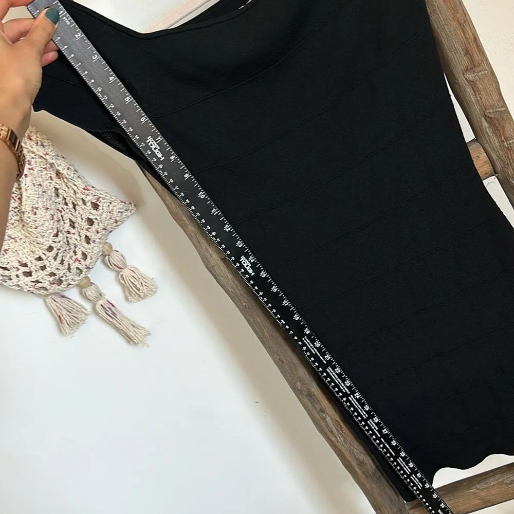 ribbed texture black bodycon mini dress/ size XS - Image 5