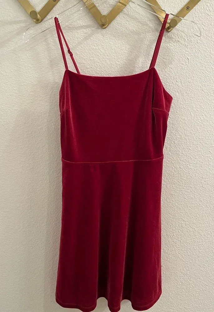 Lulus Came To Dance Velvet Skater Dress Small Magenta - Image 3