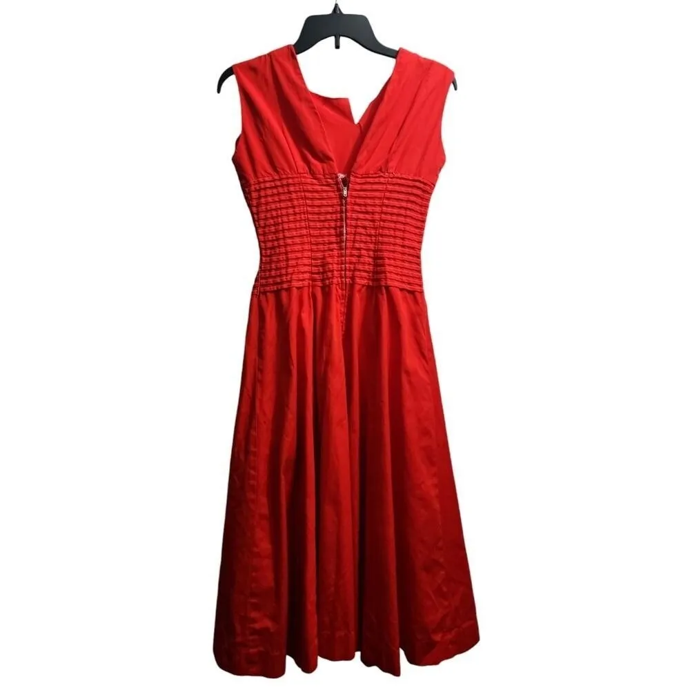 Red‎ Fit and Flare Dress Sleeveless Midi Dress Party Cocktail Dress XS/S Red - Image 2
