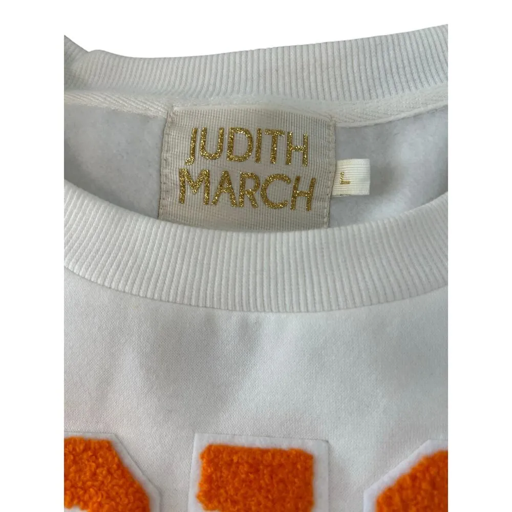 Judith March Creamy White Spice Girl Spellout Script Cropped Sweatshirt L Preppy - Image 6