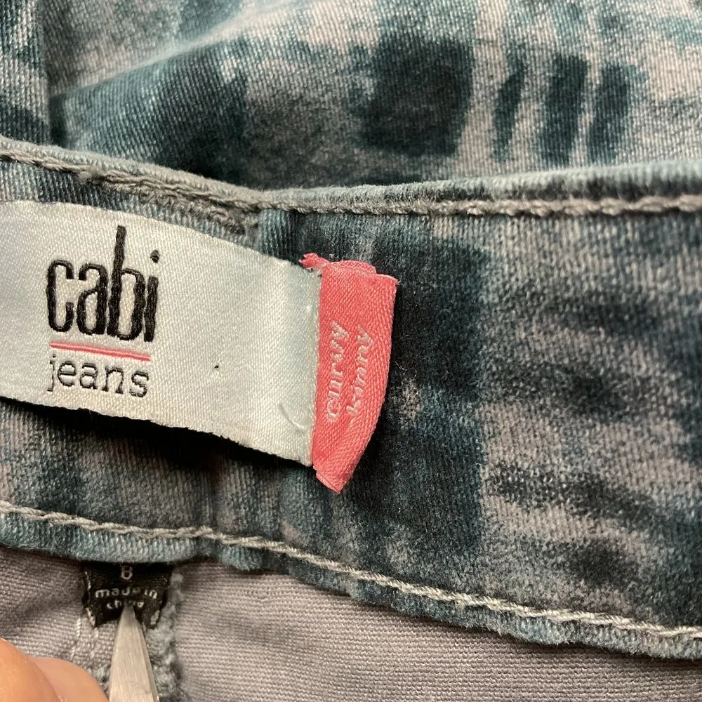 Cabi 3049 Women's Curvy Skinny Jeans Navy Blue Gray Grid Stretch Mid Rise Size 8 - Image 11