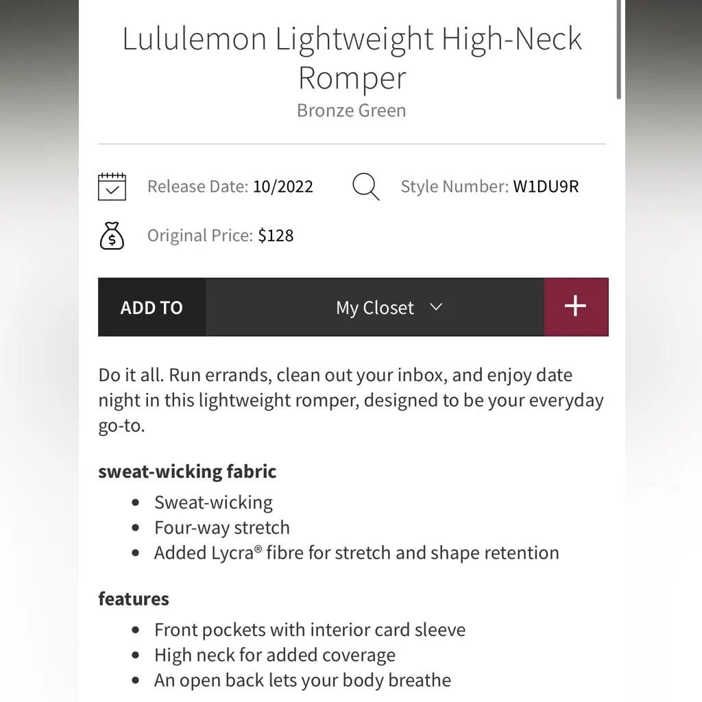 Lululemon high neck romper open back 8 - Image 5