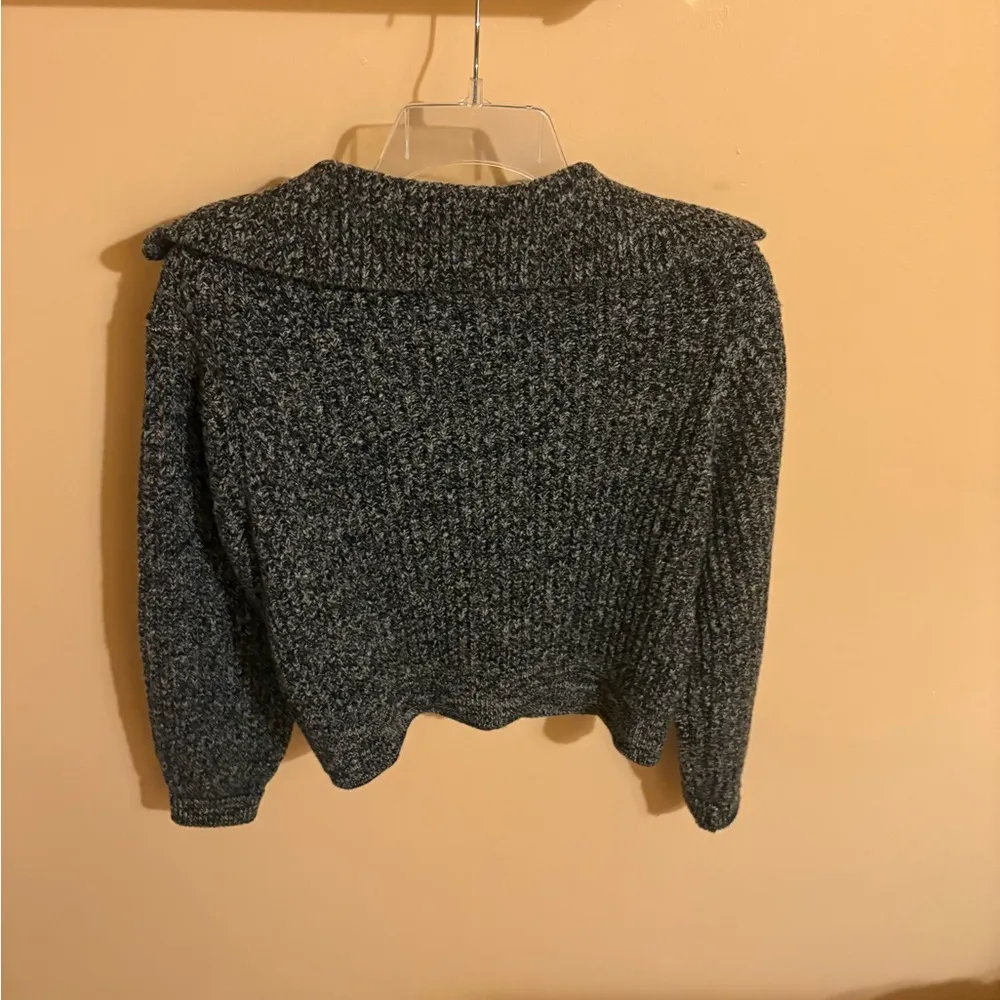 Proenza Schouler White Label Wool Blend Black Collared Cardigan - Image 3