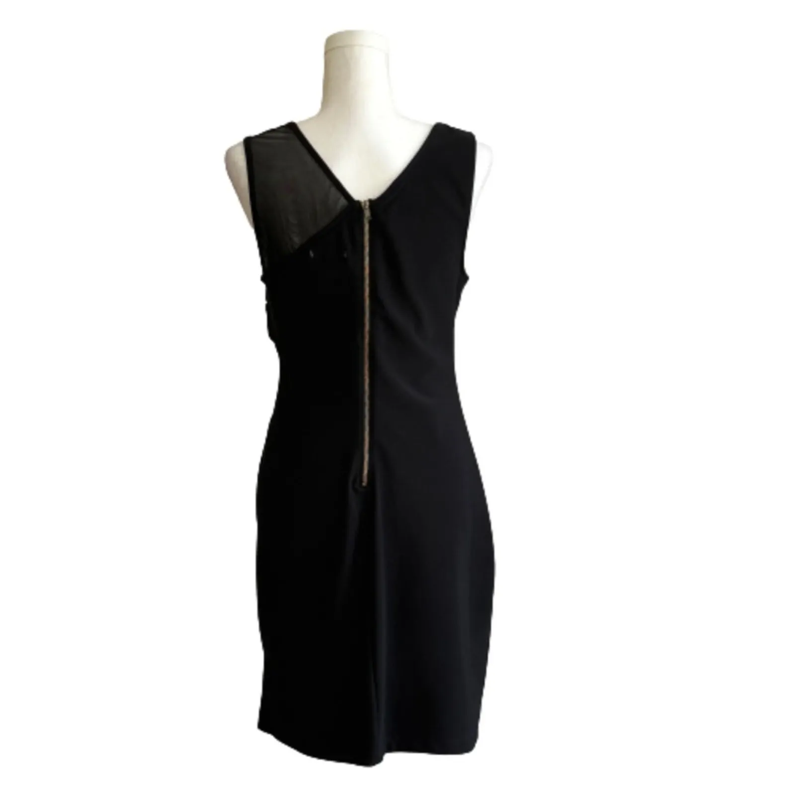 Honey and Rosie Dress Black V-Neck Illusion Cutout Mesh Sleeveless Dressy Large - Image 4
