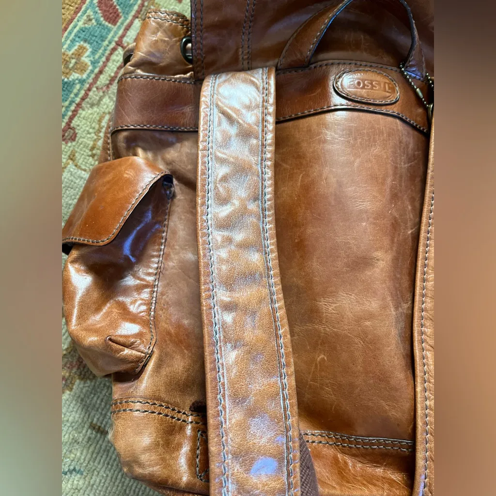 Fossil  brown leather backpack - Image 12