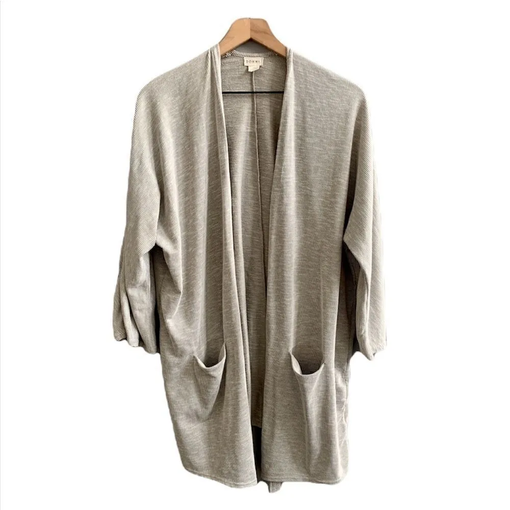 DONNI. Ribbed Sweater Coat, One Size Fits All Gray Size L - Image 5