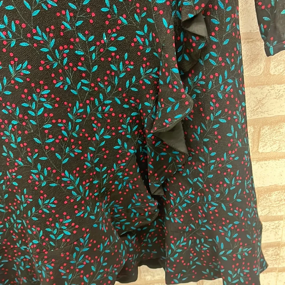 Draper James Black With Holly Berries Ruffle Dress 2 - Image 2