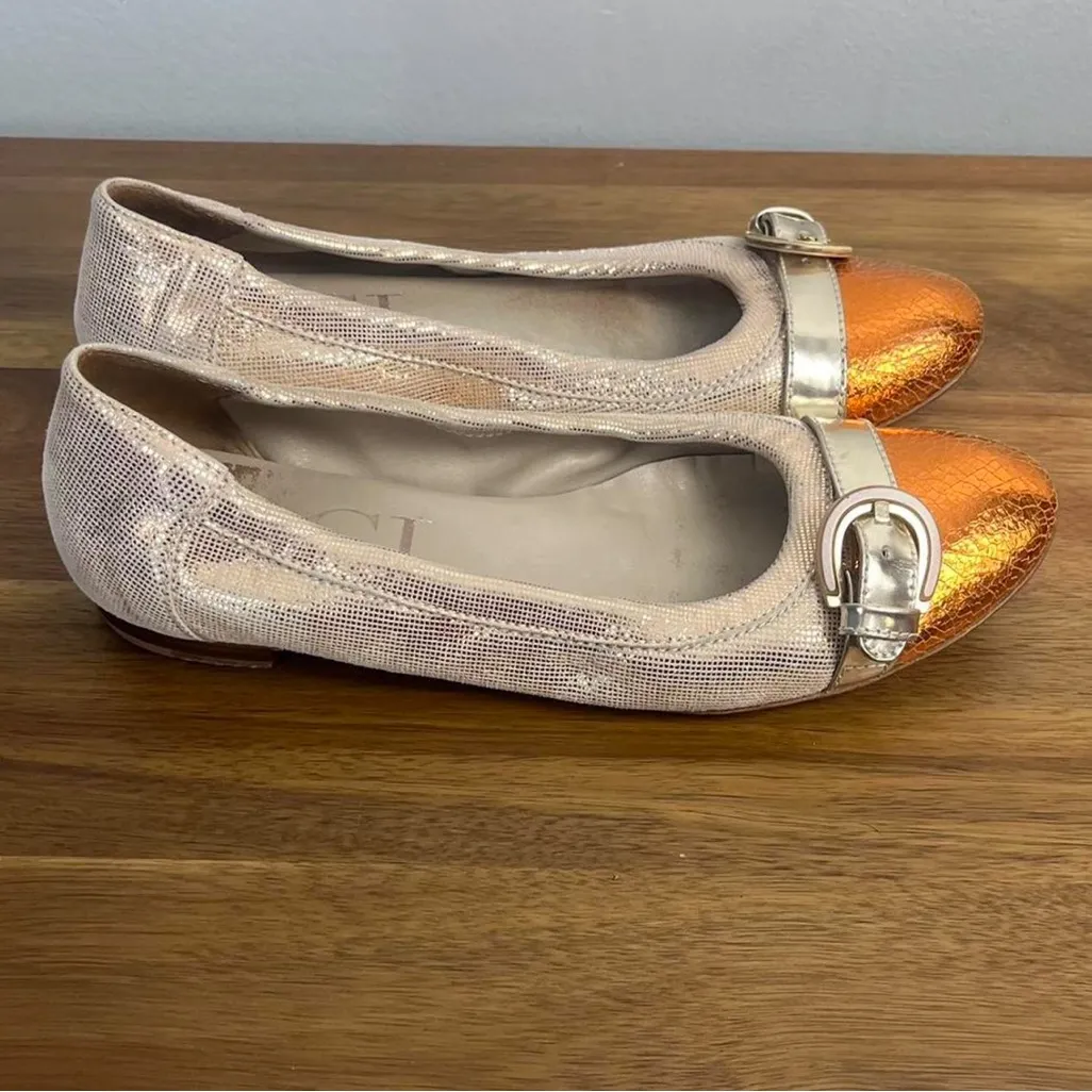 AGL Attilio Giusti Leombruni Womens 37 Cap Toe Icon Ballet Flats Shoes Italian Silver Size 6.5 - Image 2