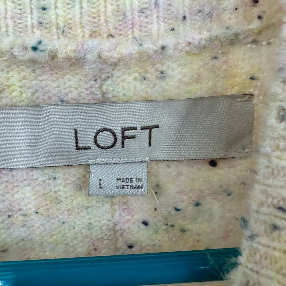 Loft Size Large Sweater Cream Speckled Oversized Batwing Pullover Fuzzy Knit NWT - Image 5
